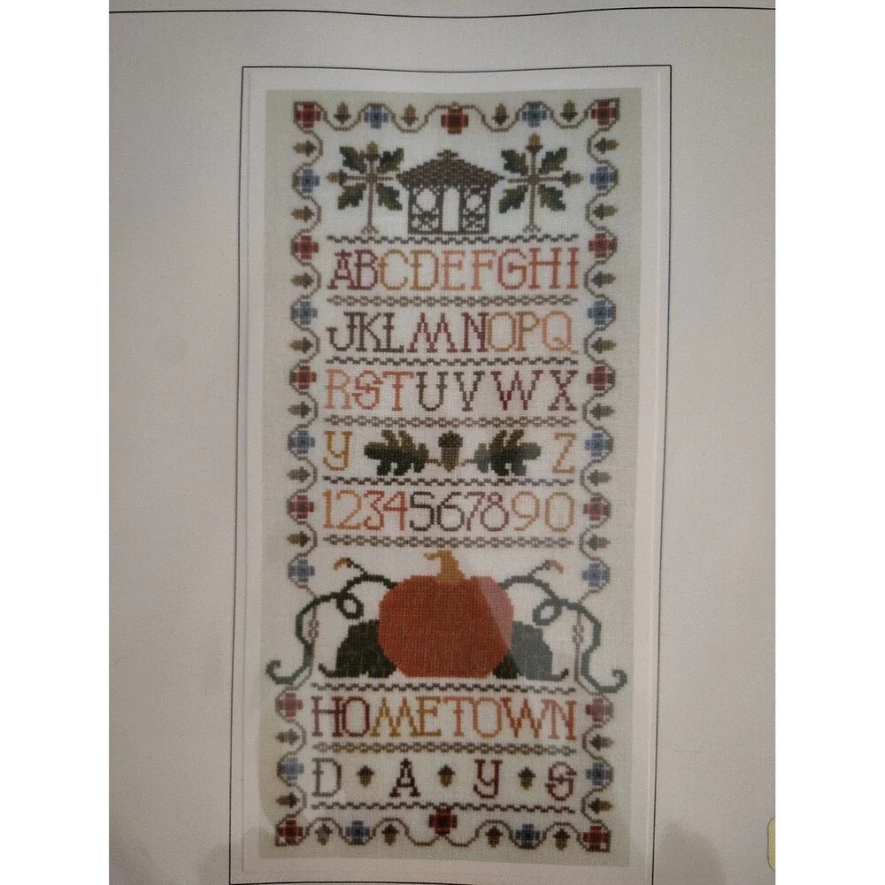 Curtis Boehringer THE HOMETOWN DAYS SAMPLER Autumn Pumpkin Cross Stitch Pattern
